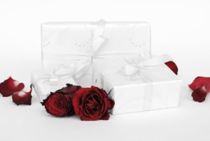 Gift and Rose for Valentine's Day