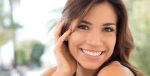 woman with clear skin smiling