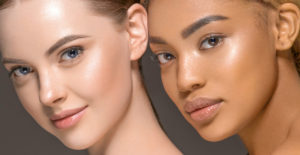 two women with clear skin